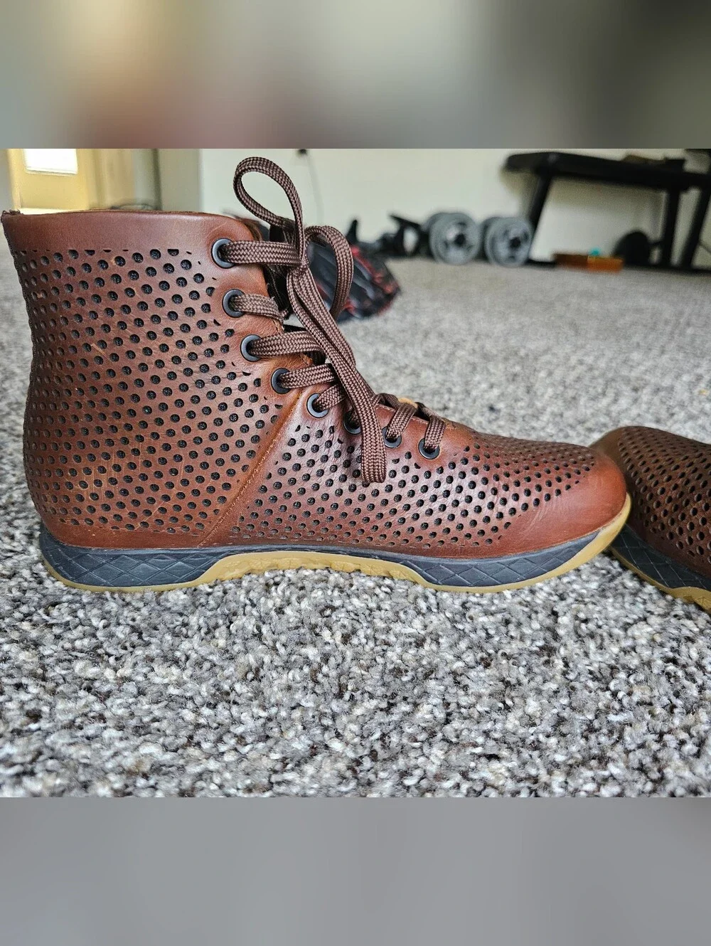 Nobull Brown Perforated Leather Men’s Trainer